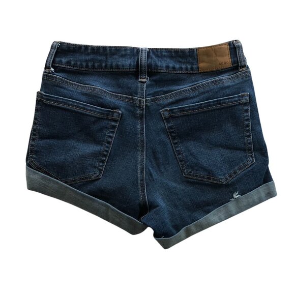 Aeropostale  Womens Jean Shorts Size 0 High Rise Midi Blue Denim Cuffed Casual - Picture 2 of 11